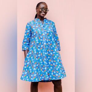 Zuri Summer Love Button Cotton Dress Size XS Pockets Colorful Lagenlook Artsy